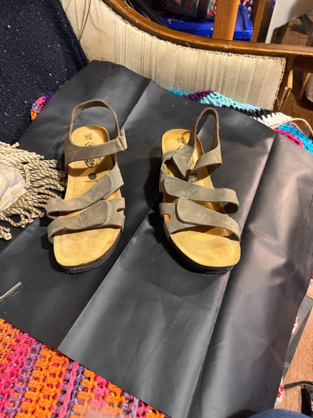 Comfort suede strappy sandals - Taupe